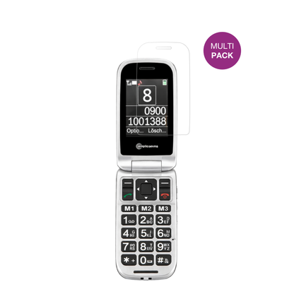 AmplicommsPowerTel M7510-3G Senioren-Handy mit aufgebrachter dipos Displayschutzfolie, glasklare Darstellung ohne Einschränkungen