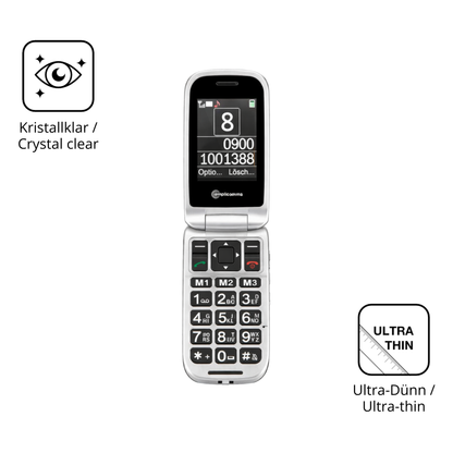 Dünne und klare Folie passend zugeschnitten für Amplicomms PowerTel M7510-3G Senioren-Handy
