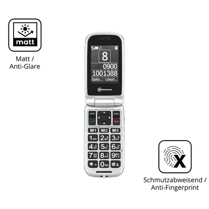 9H Hartbeschichtete, flexible Folie passend zugeschnitten für Amplicomms PowerTel M7510-3G Senioren-Handy