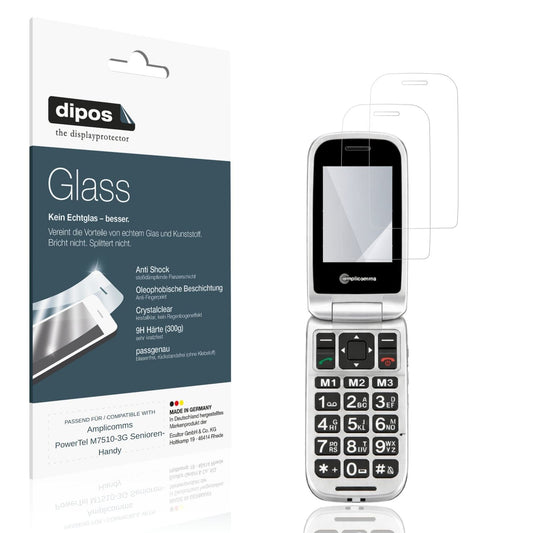 Klare Displayschutzfolie von dipos passend für Amplicomms PowerTel M7510-3G Senioren-Handy, 9H kratzfest und blasenfrei montiert