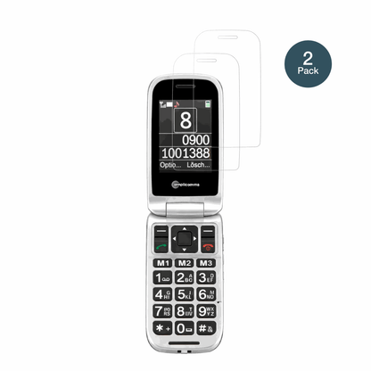 AmplicommsPowerTel M7510-3G Senioren-Handy mit aufgebrachter dipos Flex Schutzfolie, glasklare Darstellung ohne Einschränkungen