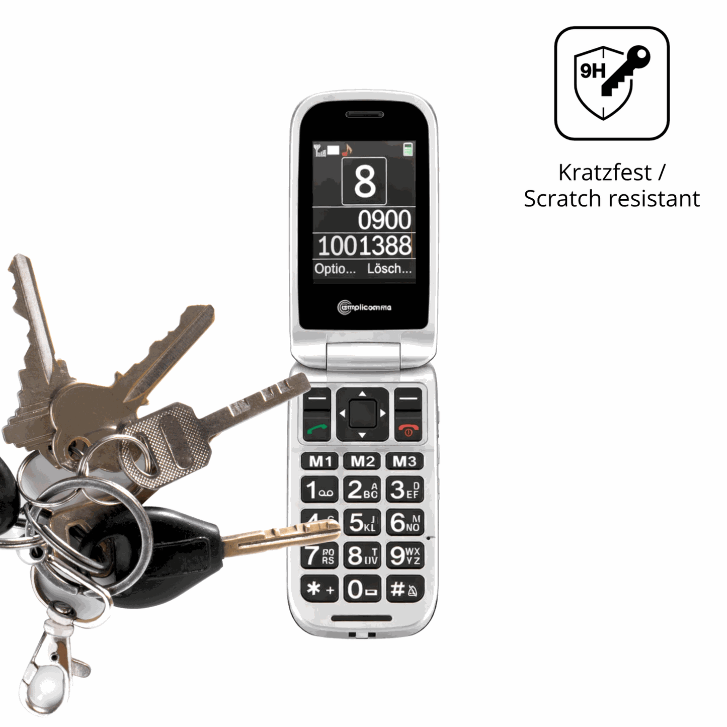 dipos Displayschutz für Amplicomms PowerTel M7510-3G Senioren-Handy, transparente Oberfläche, perfekte Passform auch für die Rundungen