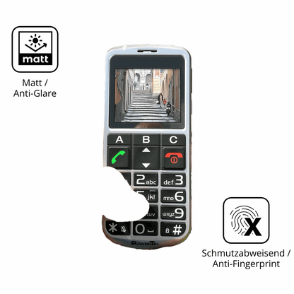 9H Hartbeschichtete, flexible Folie passend zugeschnitten für Amplicomms PowerTel M8000 Senioren-Handy