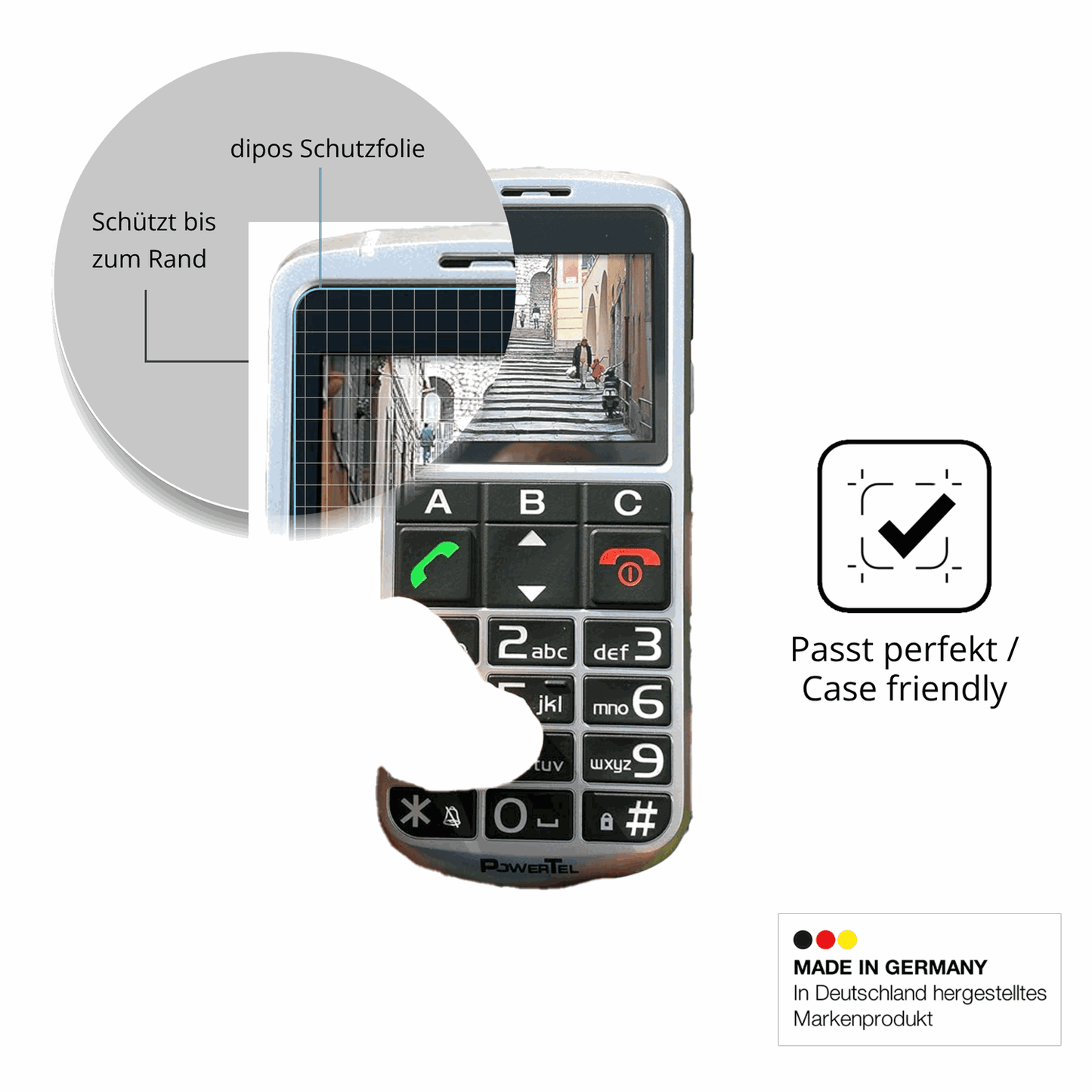 Schutzglasfolie mit optimaler Passform, zur Verwendung mit Hüllen geeignet