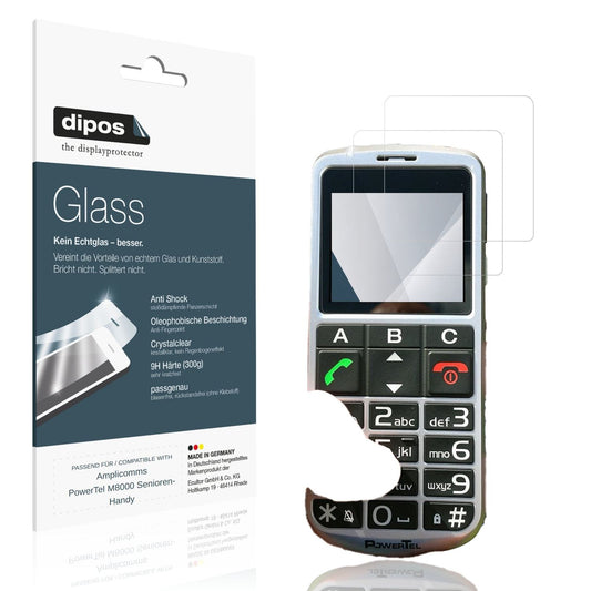 Klare Displayschutzfolie von dipos passend für Amplicomms PowerTel M8000 Senioren-Handy, 9H kratzfest und blasenfrei montiert