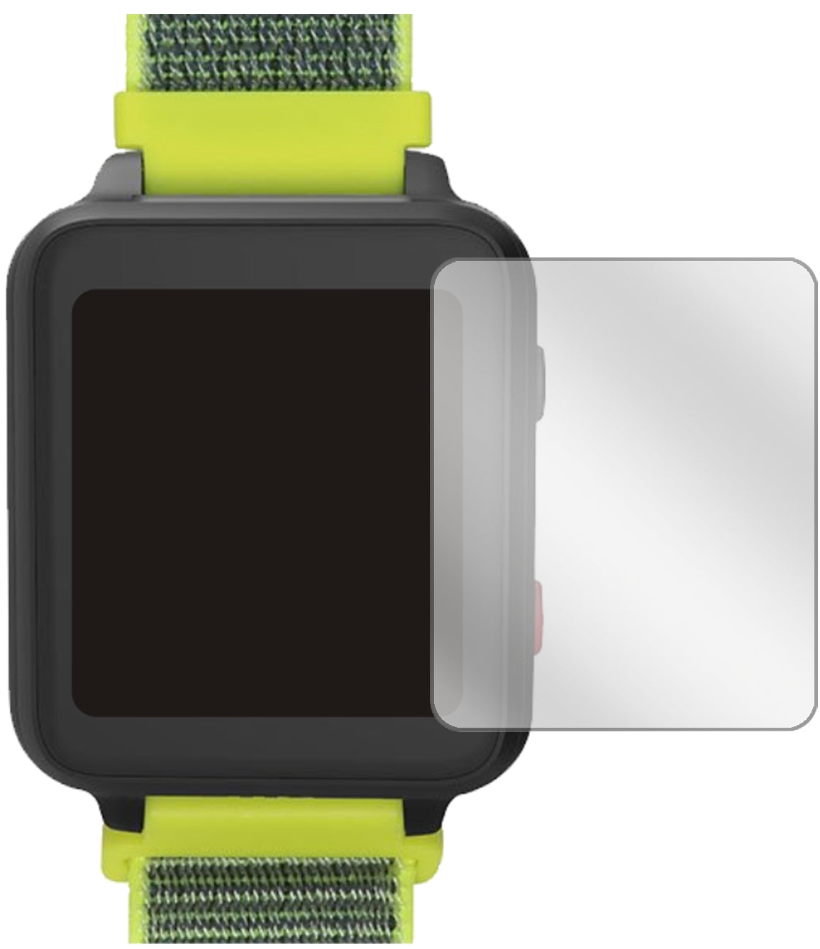 Anio5 Smartwatch mit aufgebrachter dipos Displayschutzfolie, glasklare Darstellung ohne Einschränkungen