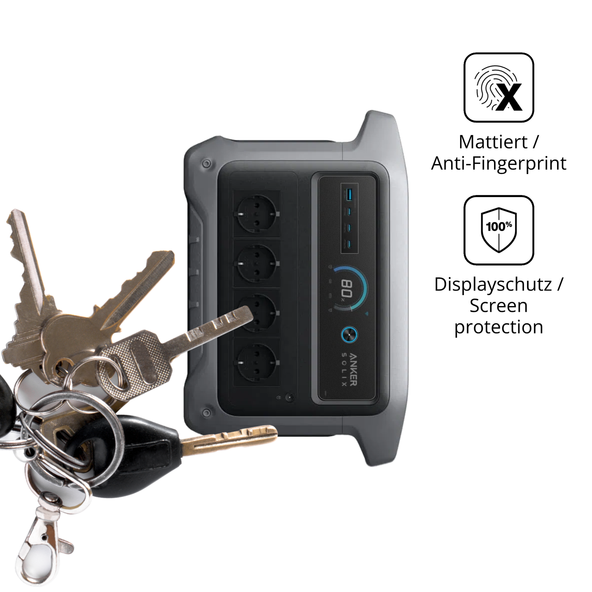 dipos Displayschutz für Anker SOLIX C1000 Gen 2, mattierte Oberfläche, Blickschutzfilter und perfekter Passform