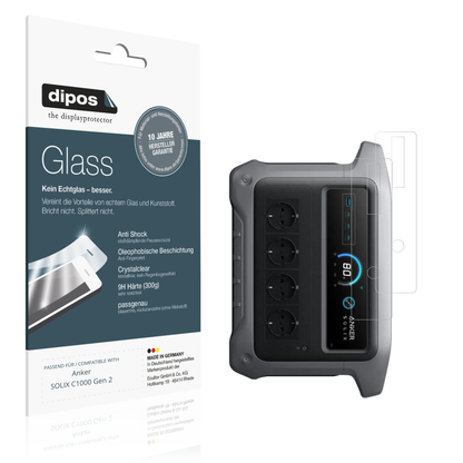 Klare Displayschutzfolie von dipos passend für Anker SOLIX C1000 Gen 2, 9H kratzfest und blasenfrei montiert