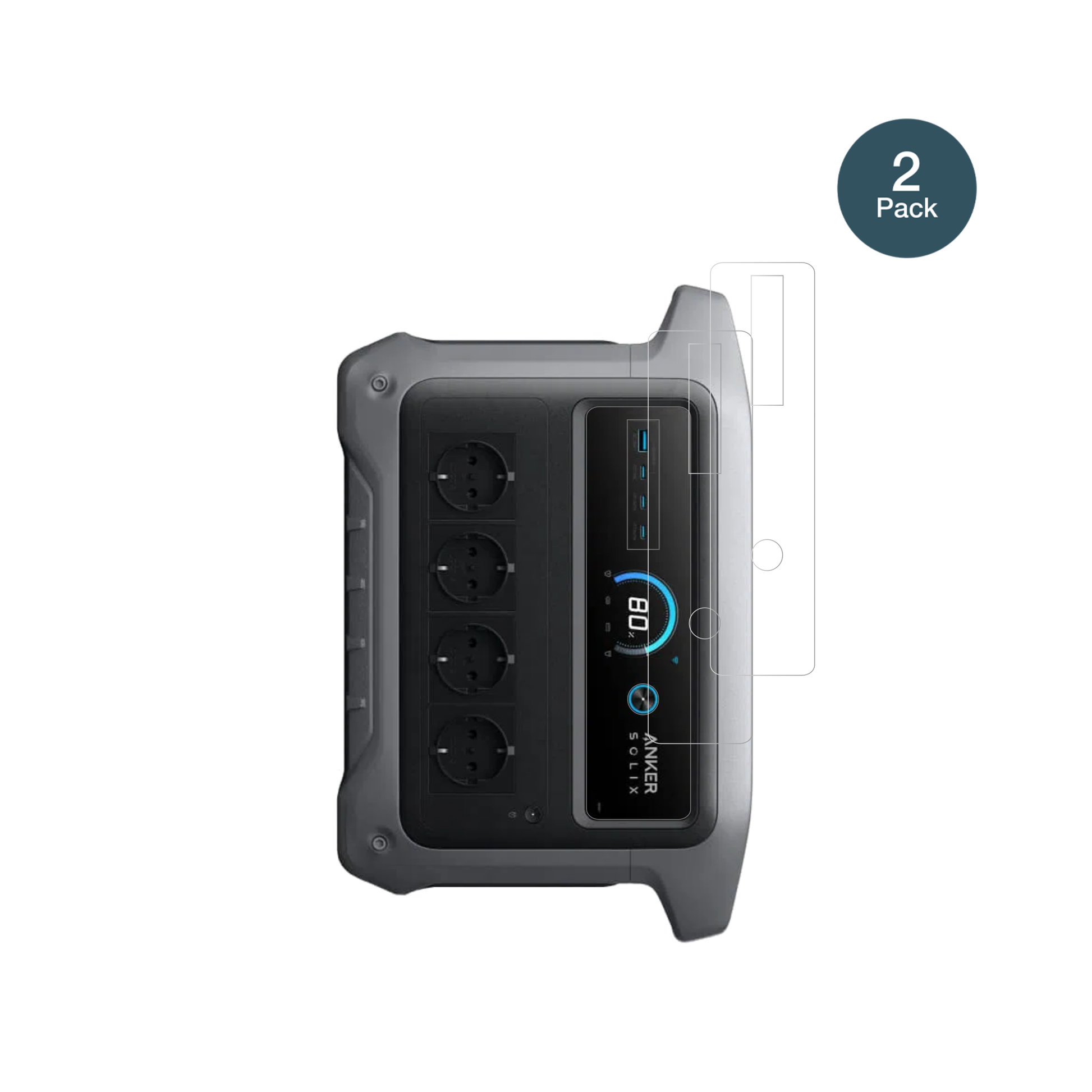AnkerSOLIX C1000 Gen 2 mit aufgebrachter dipos Flex Schutzfolie, glasklare Darstellung ohne Einschränkungen