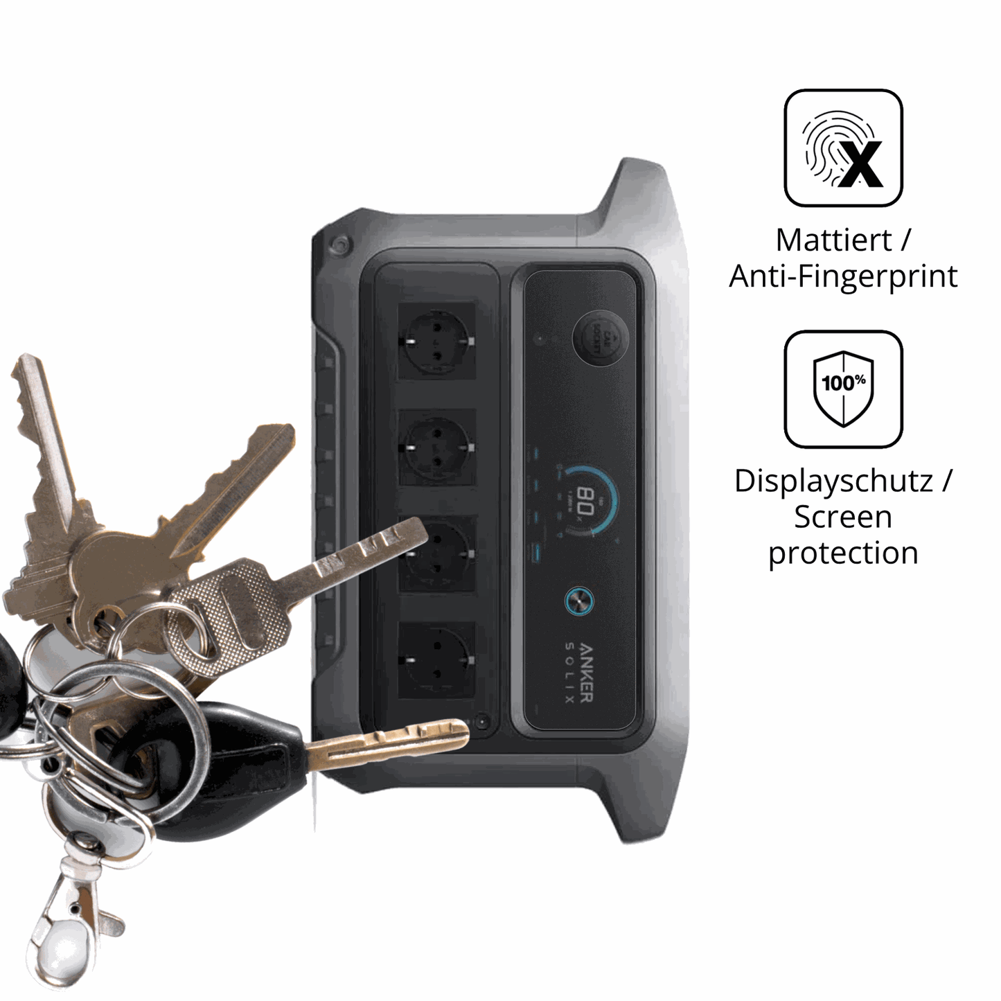 dipos Displayschutz für Anker SOLIX C2000 Gen 2, mattierte Oberfläche, Blickschutzfilter und perfekter Passform