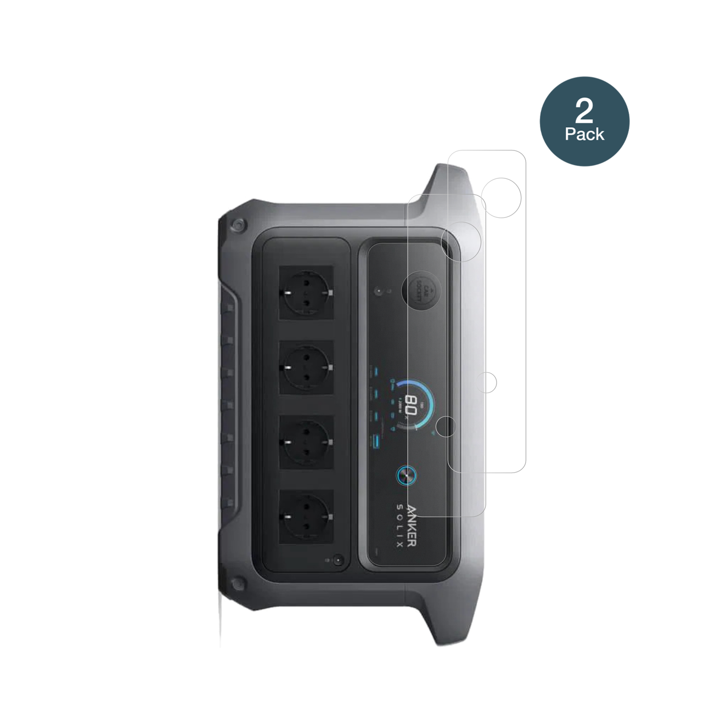 AnkerSOLIX C2000 Gen 2 mit aufgebrachter dipos Panzerfolie, die lästige Fingerabdrücke minimiert