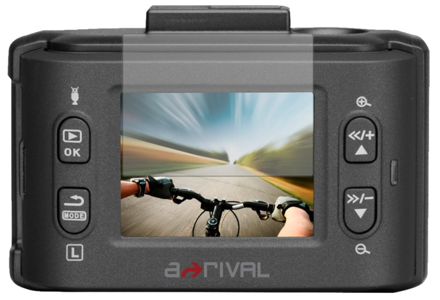 a-rivalaQtion Cam AQN6 mit aufgebrachter dipos Displayschutzfolie, die lästige Fingerabdrücke minimiert