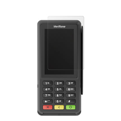 AdyenP400 Plus mit aufgebrachter dipos Displayschutzfolie, die lästige Fingerabdrücke minimiert
