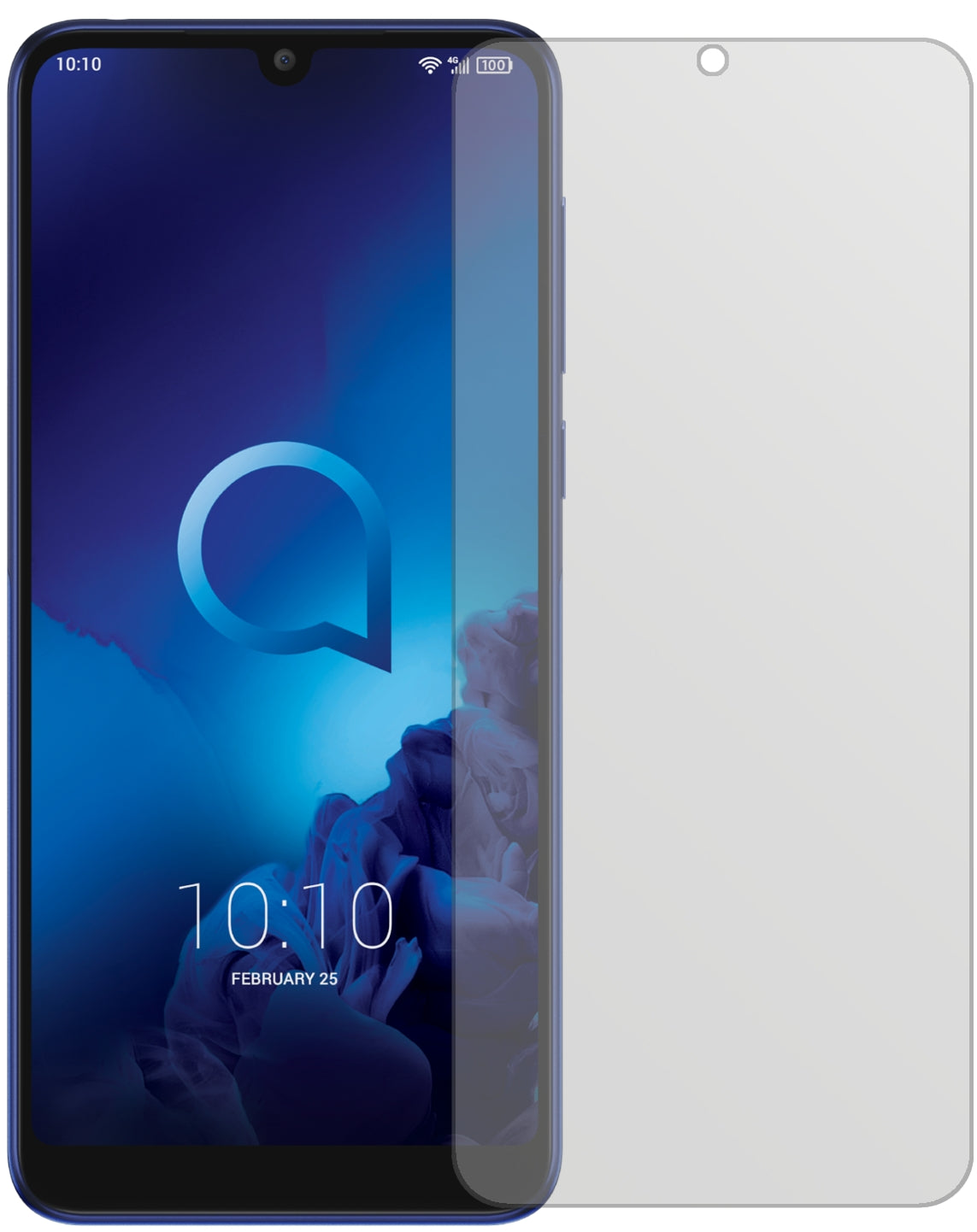 Alcatel3L mit aufgebrachter dipos Displayschutzfolie, die lästige Fingerabdrücke minimiert