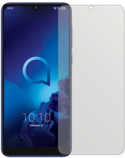 Alcatel3L mit aufgebrachter dipos Displayschutzfolie, die lästige Fingerabdrücke minimiert