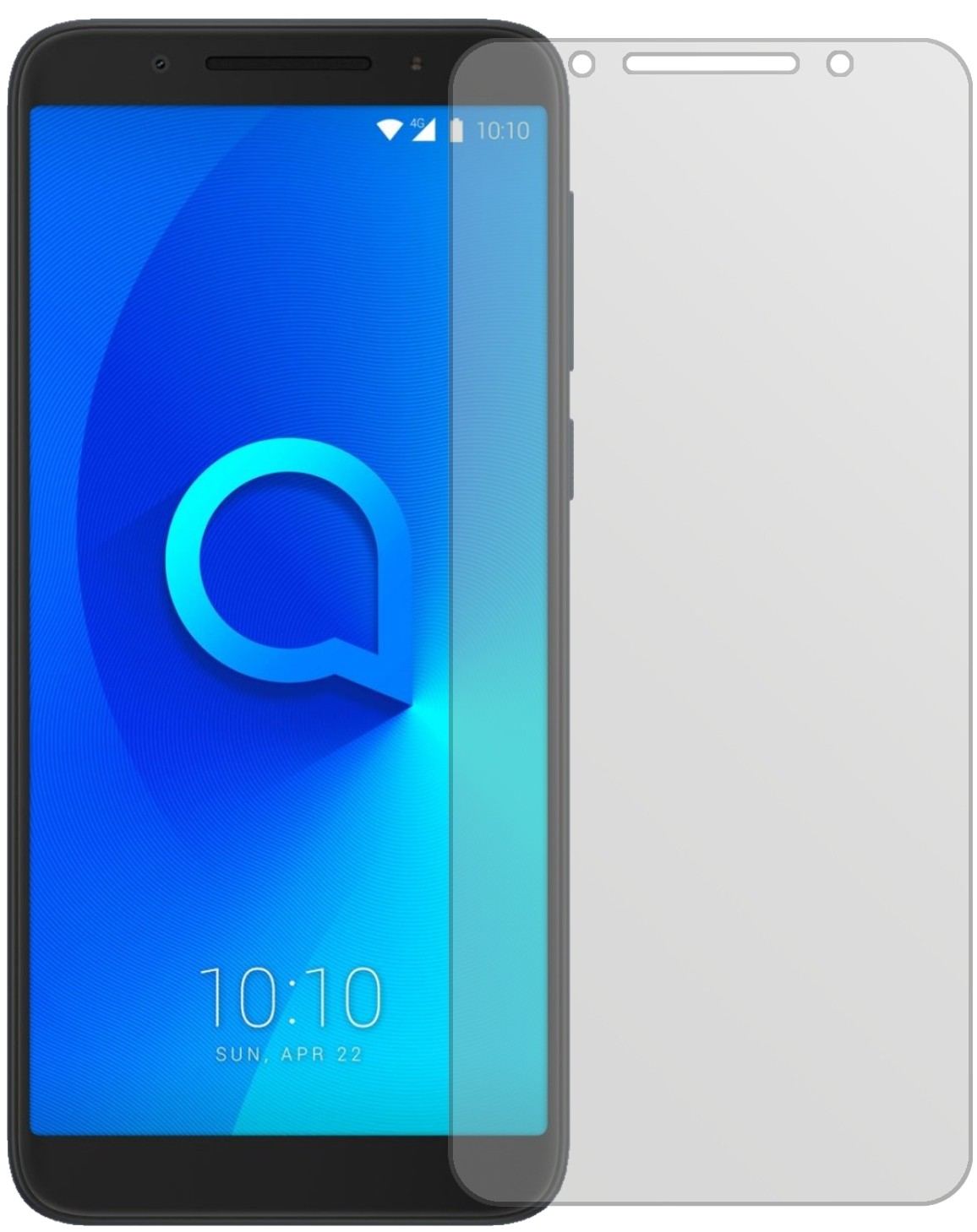 Alcatel3V mit aufgebrachter dipos Displayschutzfolie, die lästige Fingerabdrücke minimiert