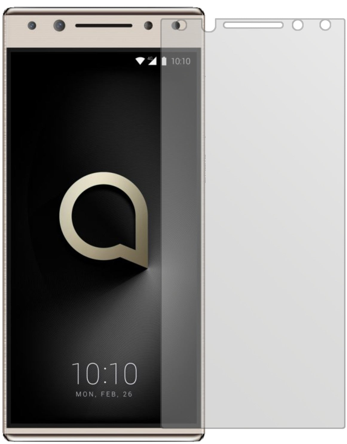 Alcatel5 mit aufgebrachter dipos Displayschutzfolie, die lästige Fingerabdrücke minimiert