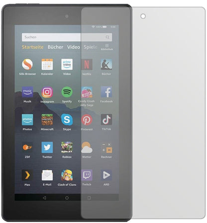 AmazonFire 7 Tablet 9. Generation (2019) mit aufgebrachter dipos Displayschutzfolie, die lästige Fingerabdrücke minimiert