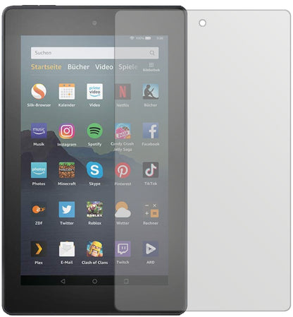 AmazonFire 7 Tablet 9. Generation (2019) mit aufgebrachter dipos Displayschutzfolie, die lästige Fingerabdrücke minimiert