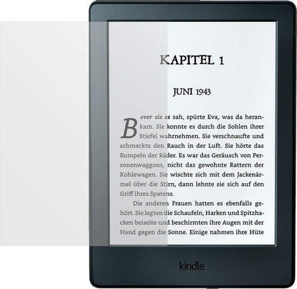 AmazonKinde eReader (2016) mit aufgebrachter dipos Displayschutzfolie, die lästige Fingerabdrücke minimiert