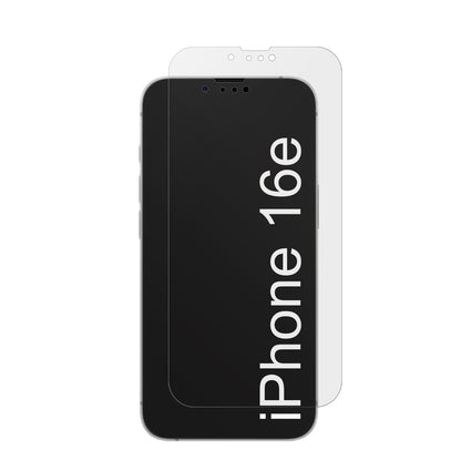 AppleiPhone 16e mit aufgebrachter dipos Displayschutzfolie, die lästige Fingerabdrücke minimiert