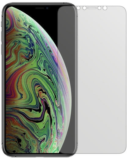 AppleiPhone XS Max mit aufgebrachter dipos Displayschutzfolie, die lästige Fingerabdrücke minimiert
