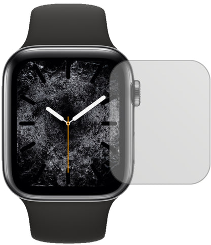 AppleWatch Series 5 (40mm) mit aufgebrachter dipos Displayschutzfolie, die lästige Fingerabdrücke minimiert