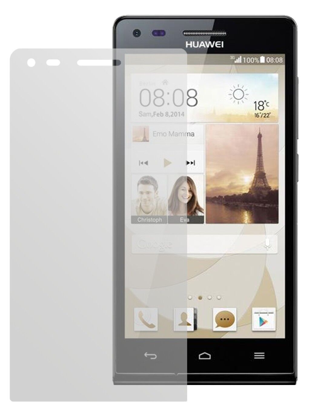 Ascend P7 MiniHuawei mit aufgebrachter dipos Displayschutzfolie, die lästige Fingerabdrücke minimiert