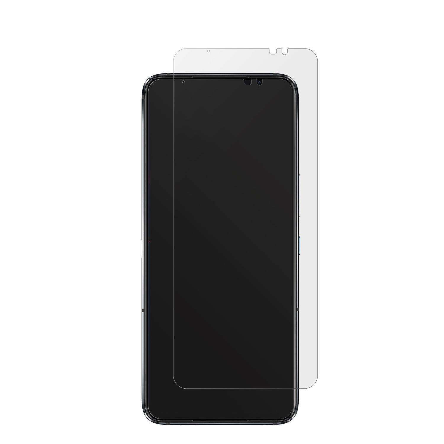 AsusROG Phone 6 Pro mit aufgebrachter dipos Displayschutzfolie, die lästige Fingerabdrücke minimiert