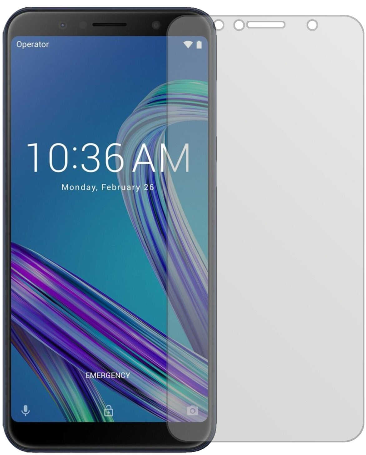 AsusZenFone Max M1 (ZB556KL) mit aufgebrachter dipos Displayschutzfolie, die lästige Fingerabdrücke minimiert
