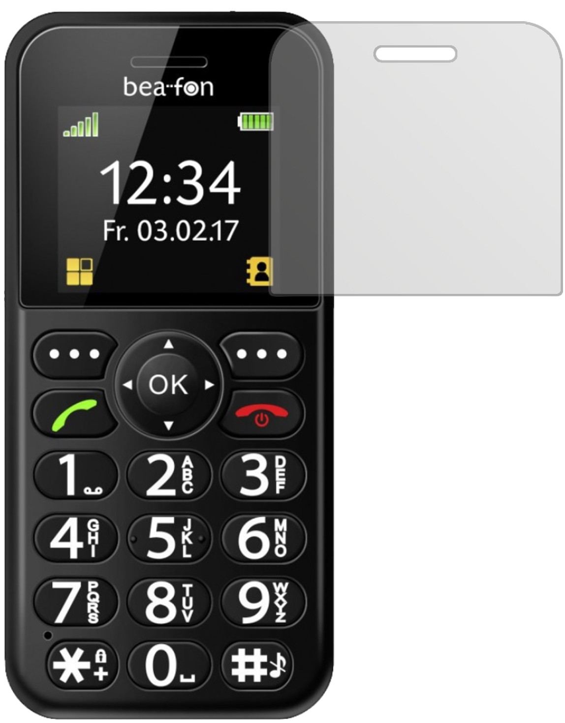 bea-fonSL150 mit aufgebrachter dipos Displayschutzfolie, die lästige Fingerabdrücke minimiert