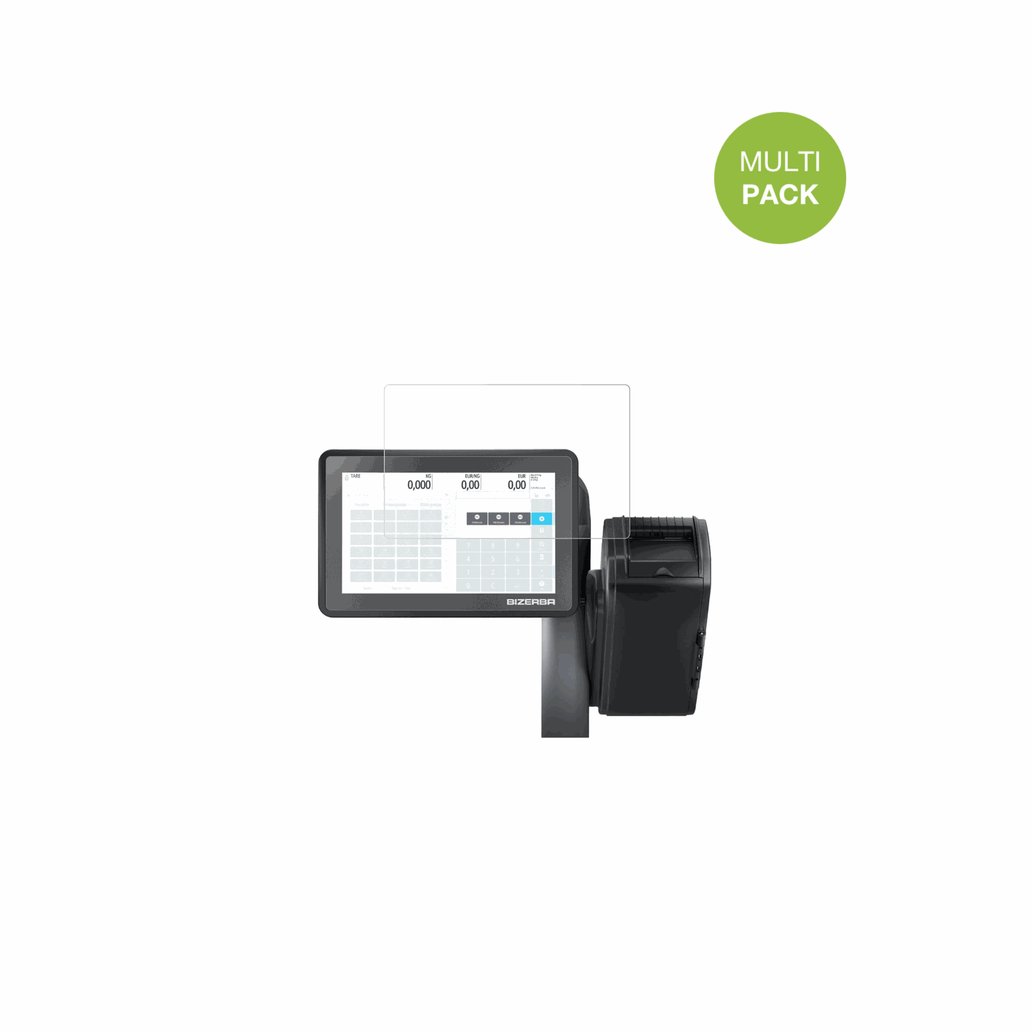 BizerbaQ1 pro 800 12.1 Zoll mit aufgebrachter dipos Displayschutzfolie, die lästige Fingerabdrücke minimiert