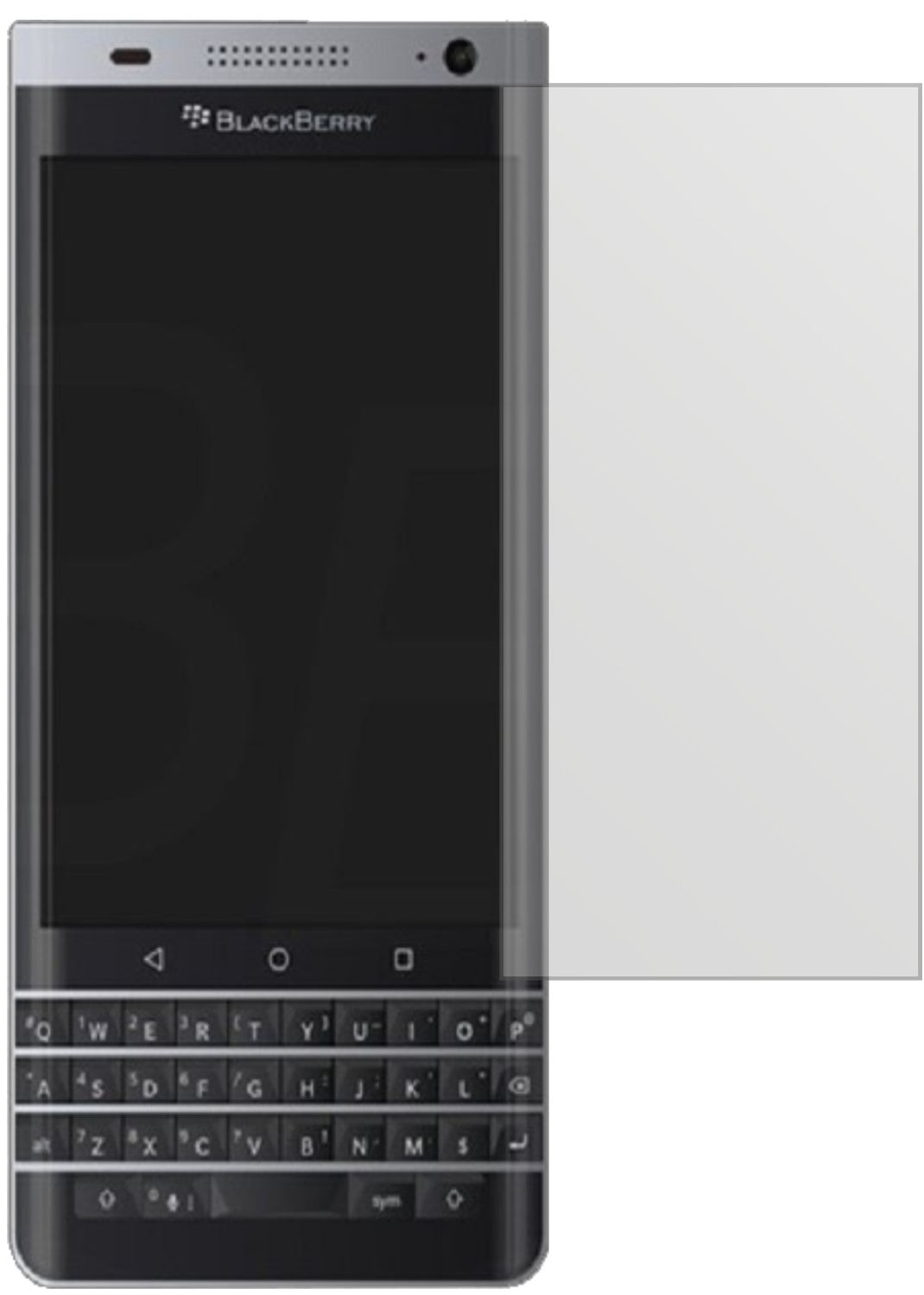 BlackberryDTEK40 mit aufgebrachter dipos Displayschutzfolie, die lästige Fingerabdrücke minimiert