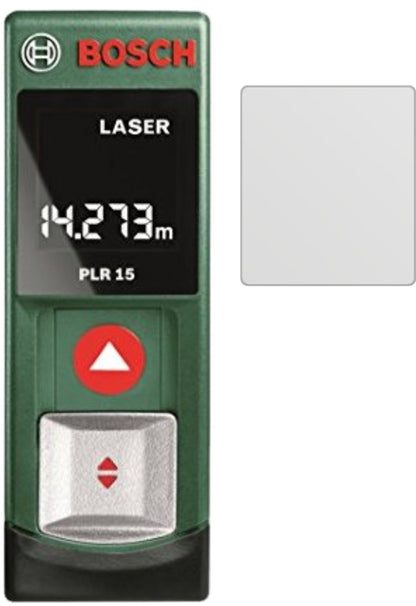 BoschPLR 15 mit aufgebrachter dipos Displayschutzfolie, die lästige Fingerabdrücke minimiert
