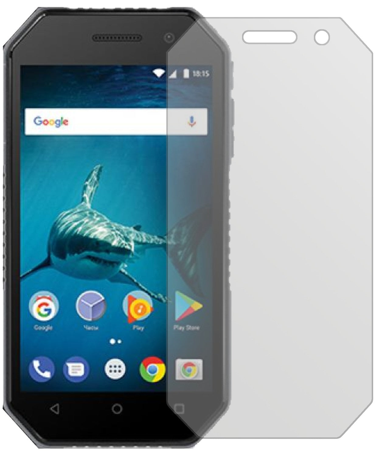 BQMobile 4077 Shark Mini mit aufgebrachter dipos Displayschutzfolie, die lästige Fingerabdrücke minimiert