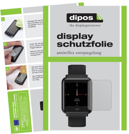 CanMixsCM07 Smartwatch mit aufgebrachter dipos Displayschutzfolie, die lästige Fingerabdrücke minimiert