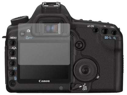 CanonEos 5D Mark II mit aufgebrachter dipos Displayschutzfolie, die lästige Fingerabdrücke minimiert
