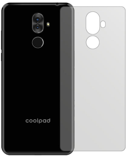 CoolpadNote 8 Rückseite mit aufgebrachter dipos Displayschutzfolie, die lästige Fingerabdrücke minimiert