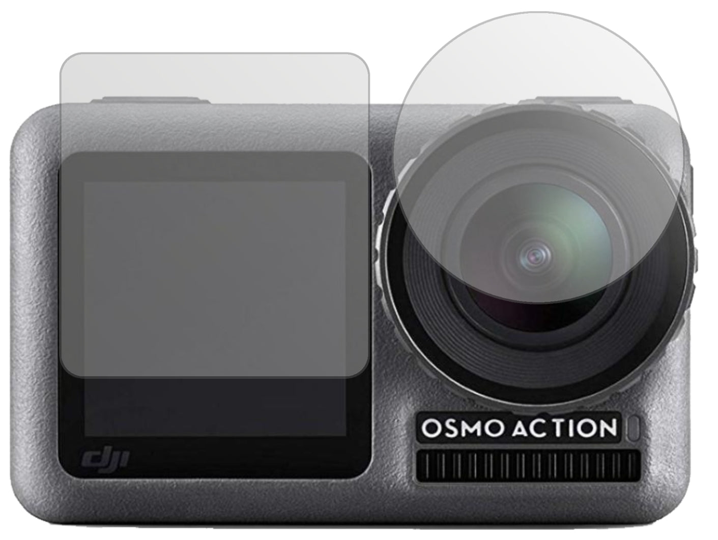 DJIOsmo Action mit aufgebrachter dipos Displayschutzfolie, die lästige Fingerabdrücke minimiert