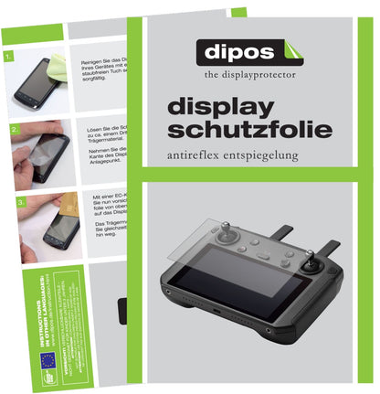 DJISmart Controller mit aufgebrachter dipos Displayschutzfolie, die lästige Fingerabdrücke minimiert