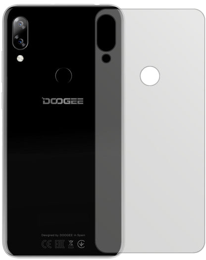 DoogeeN10 Rückseite mit aufgebrachter dipos Displayschutzfolie, die lästige Fingerabdrücke minimiert