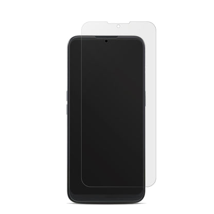 Doro8100 Plus mit aufgebrachter dipos Displayschutzfolie, die lästige Fingerabdrücke minimiert