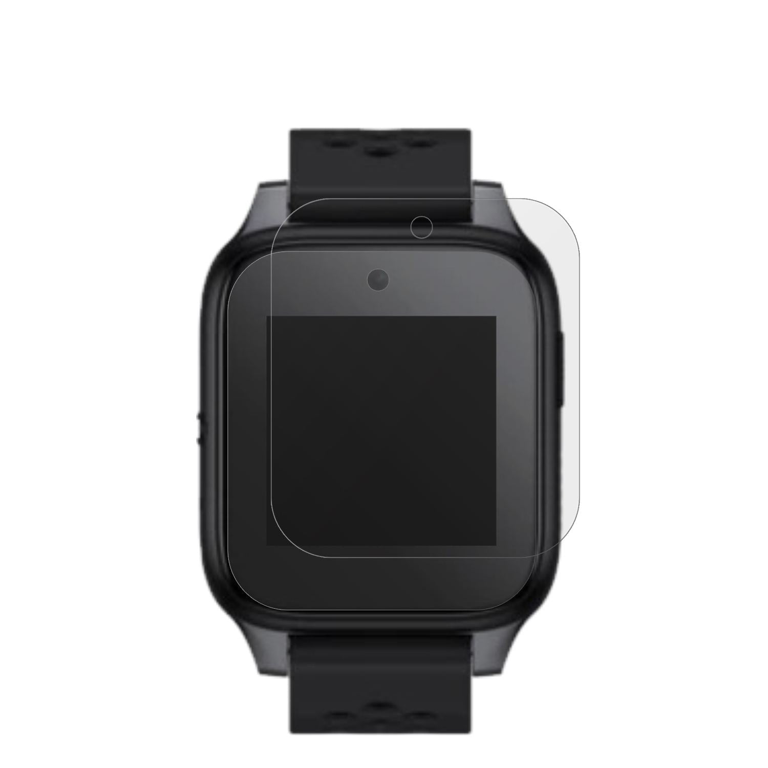 FamilyWatch MT46 mit aufgebrachter dipos Displayschutzfolie, die lästige Fingerabdrücke minimiert
