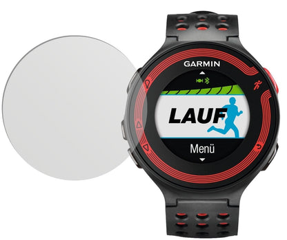 Forerunner 220Garmin mit aufgebrachter dipos Displayschutzfolie, die lästige Fingerabdrücke minimiert