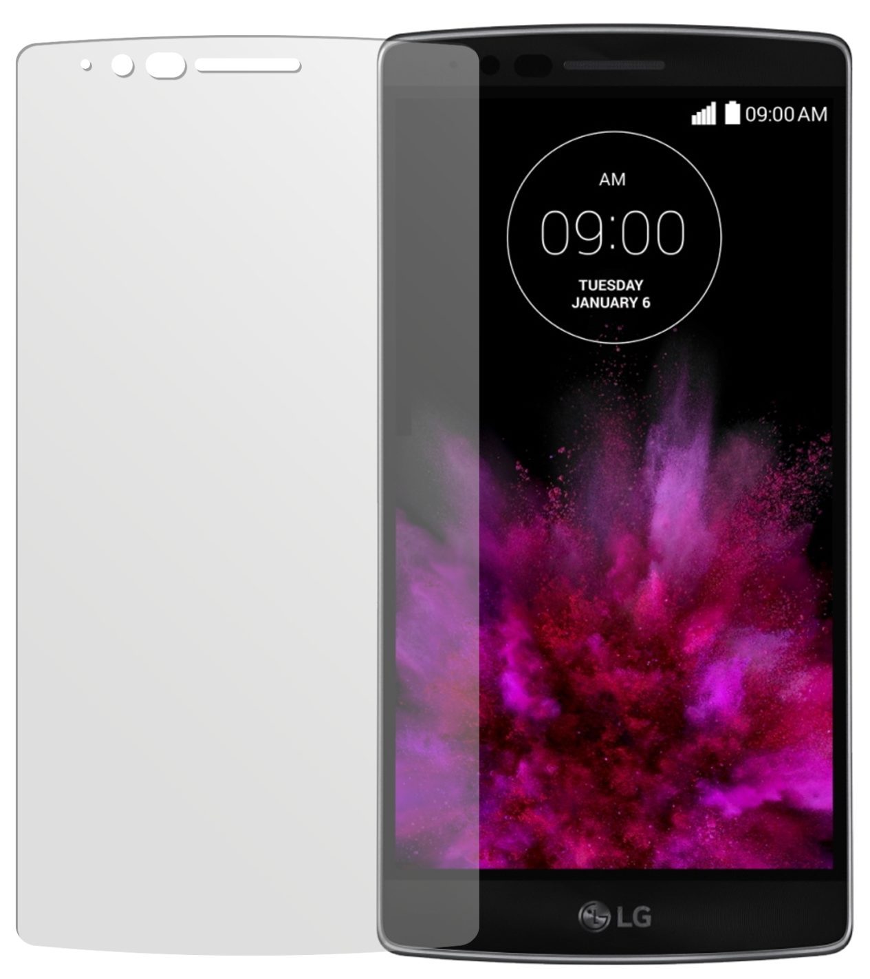 G Flex 2LG mit aufgebrachter dipos Displayschutzfolie, die lästige Fingerabdrücke minimiert