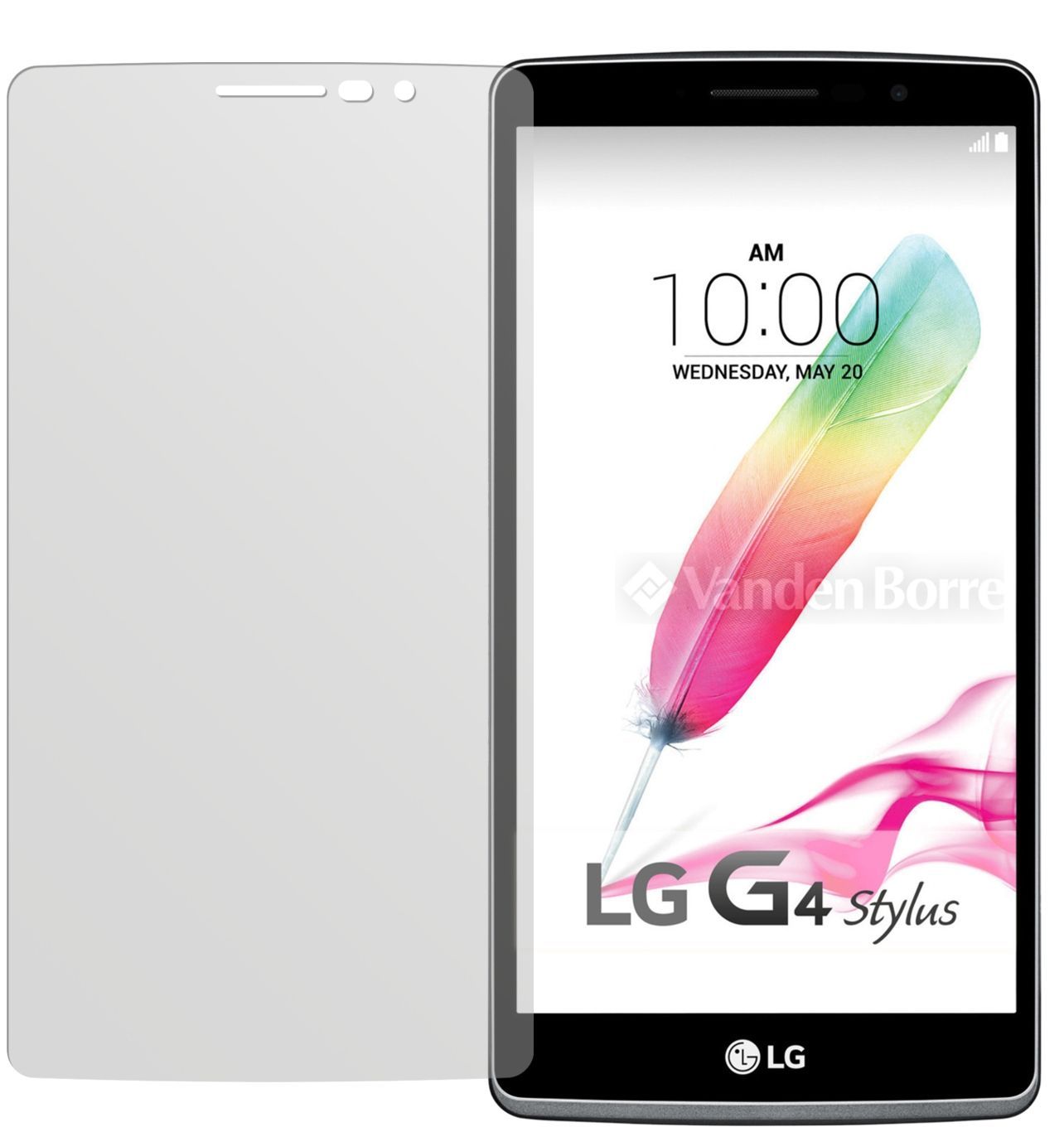 G4 StylusLG mit aufgebrachter dipos Displayschutzfolie, die lästige Fingerabdrücke minimiert