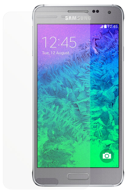 Galaxy AlphaSamsung mit aufgebrachter dipos Displayschutzfolie, die lästige Fingerabdrücke minimiert