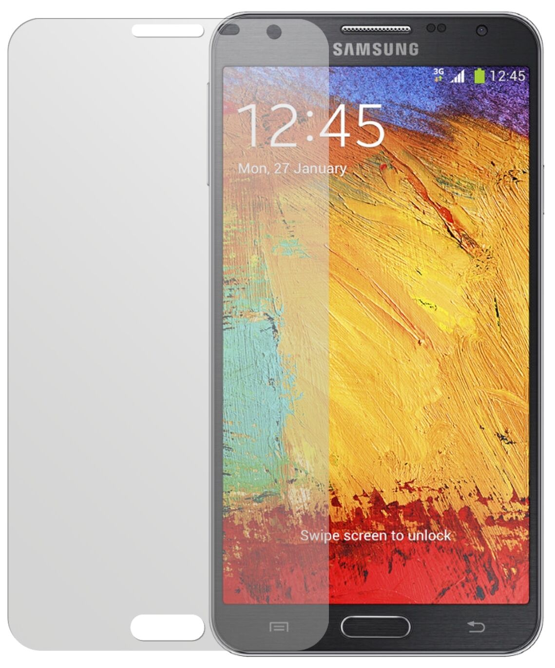 Galaxy Note 3 NeoSamsung mit aufgebrachter dipos Displayschutzfolie, die lästige Fingerabdrücke minimiert