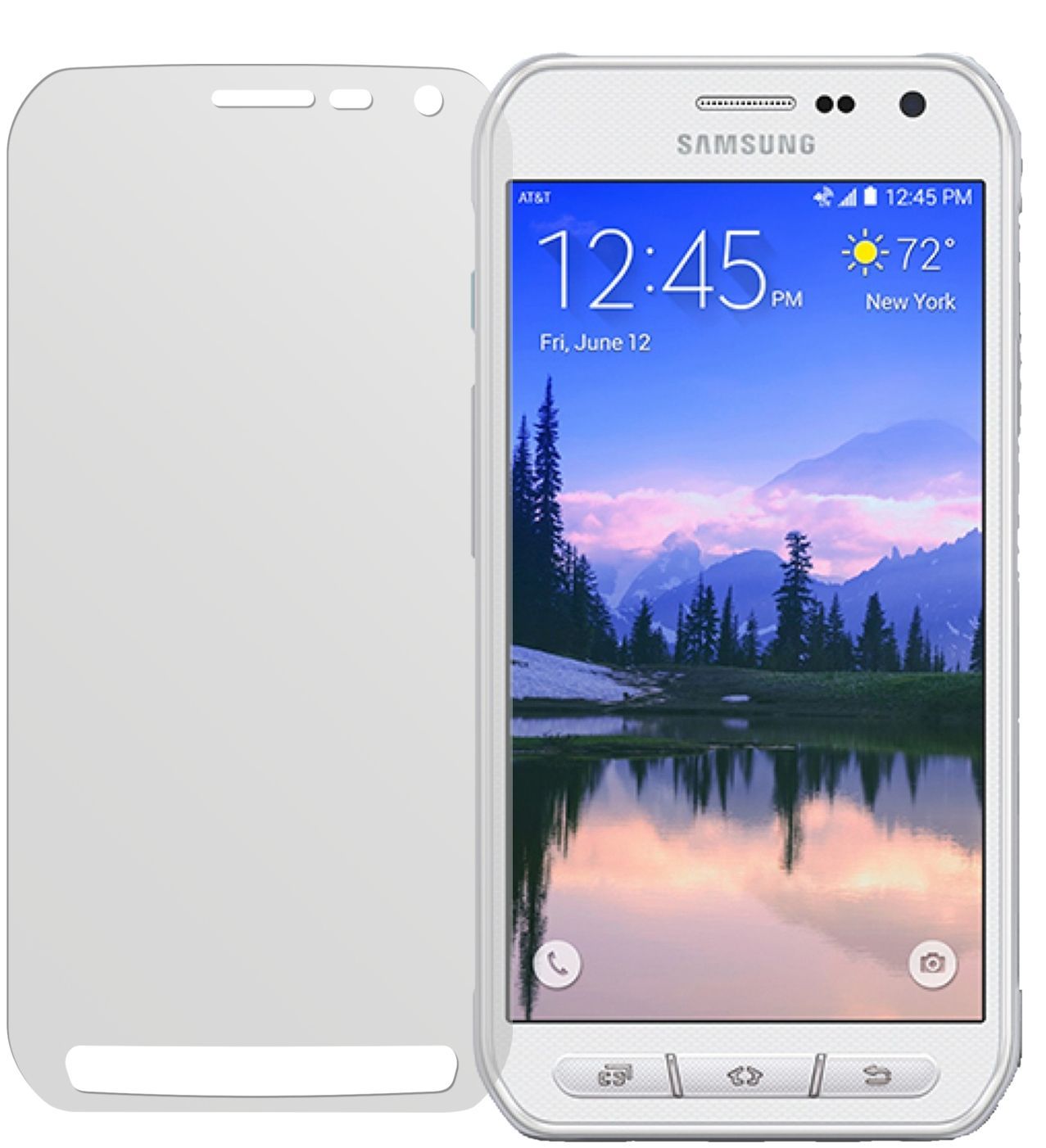 Galaxy S6 ActiveSamsung mit aufgebrachter dipos Displayschutzfolie, die lästige Fingerabdrücke minimiert