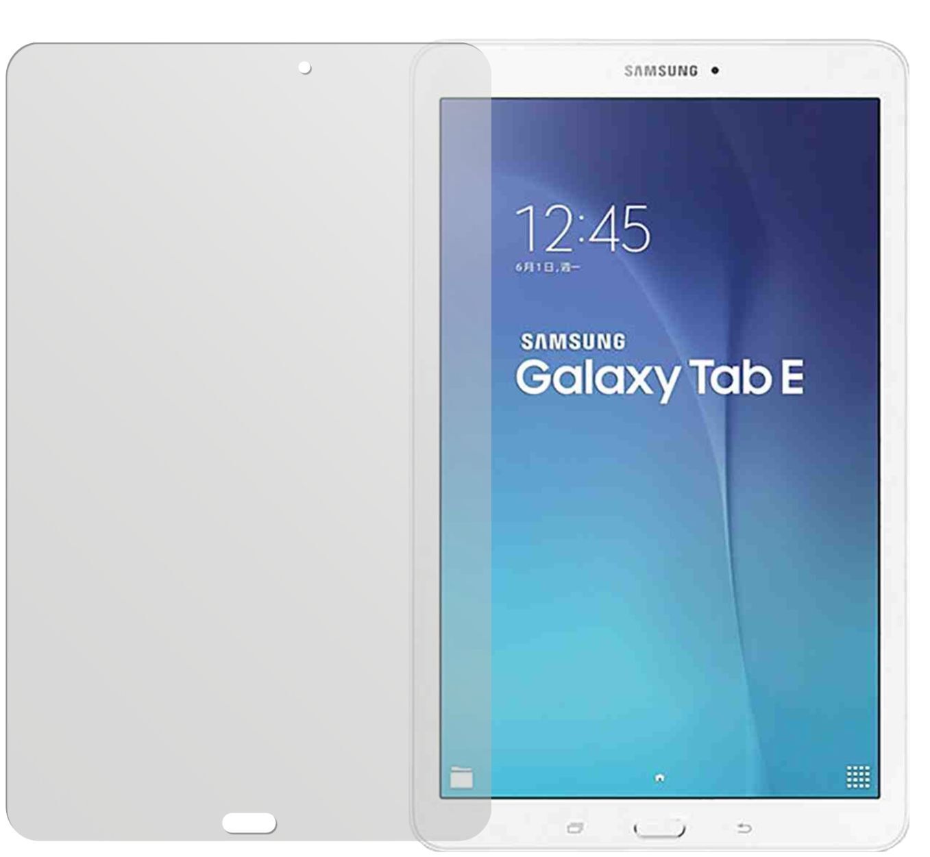 Galaxy Tab E 9.6Samsung mit aufgebrachter dipos Displayschutzfolie, die lästige Fingerabdrücke minimiert